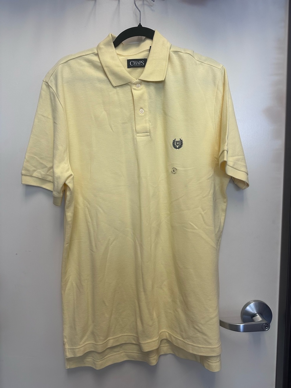 Chaps Men’s Pale Yellow Polo with Embroidered Crest